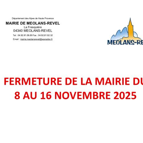 FERMETURE MAIRIE FERMETURE MAIRIE